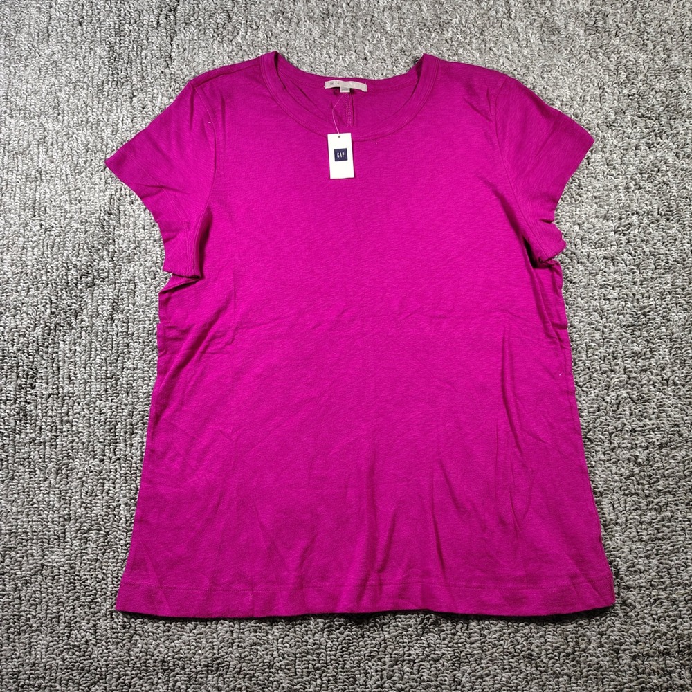 Gap T-Shirt Magenta Pink Slub Cotton Exposed Seam Barbiecore Women XL